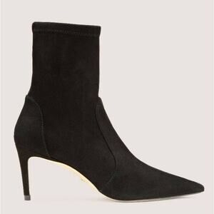 Stuart Weitzman Boots Size 7 Power Bootie Suede Leather Pointed Toe in Black NEW